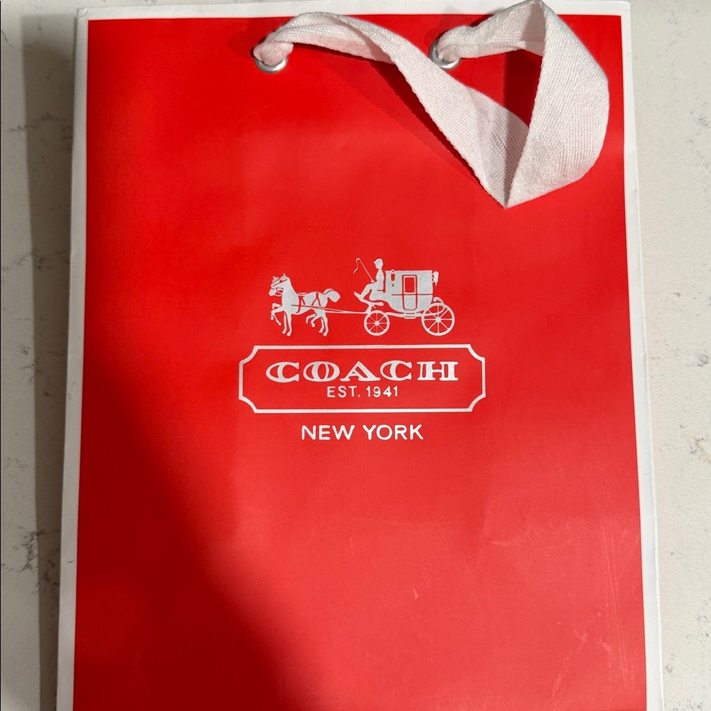 Coach Red and Silver Shopping Bag